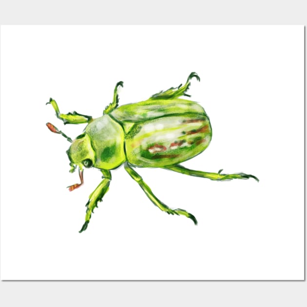 Green Scarab Beetle Wall Art by techno-mantis